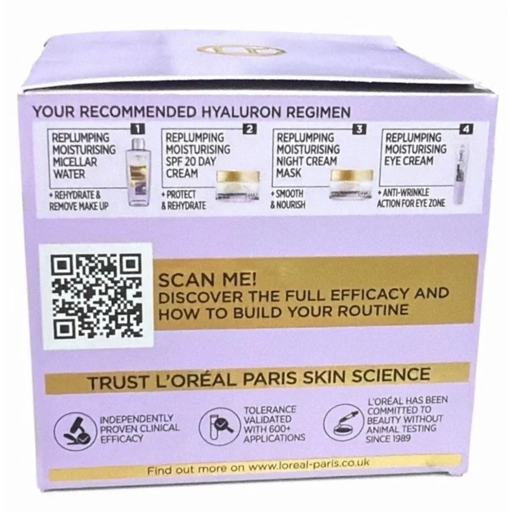 L'Oreal Hyaluron Expert Replumping Moisturizing Day Cream SPF 20 Smooth Wrinkles
